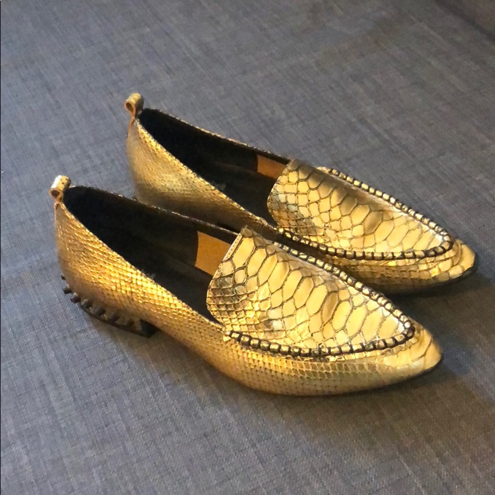 Jeffrey Campbell Barnett Gold Croc Loafers